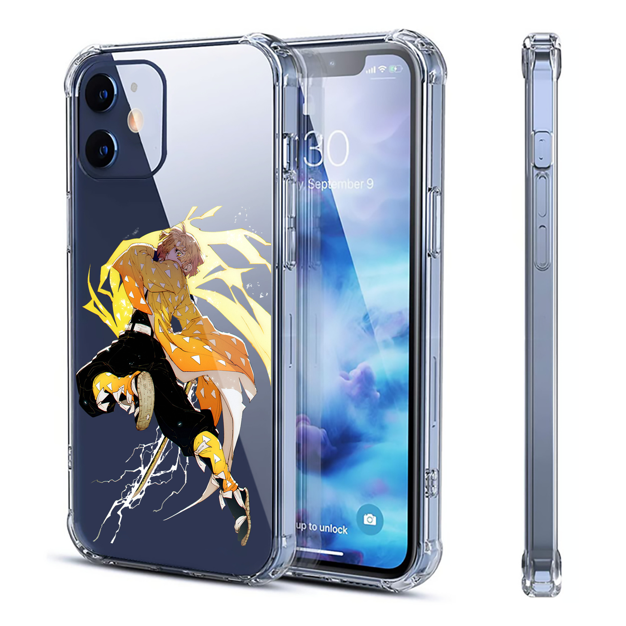 （画像用） 鬼滅の刃（きめつのやいば）我妻 善逸／あがつま ぜんいつ Agatsuma Zenitsu 【iPhone 12シリーズ対応】透明スマホケース（クリアソフトケース）
